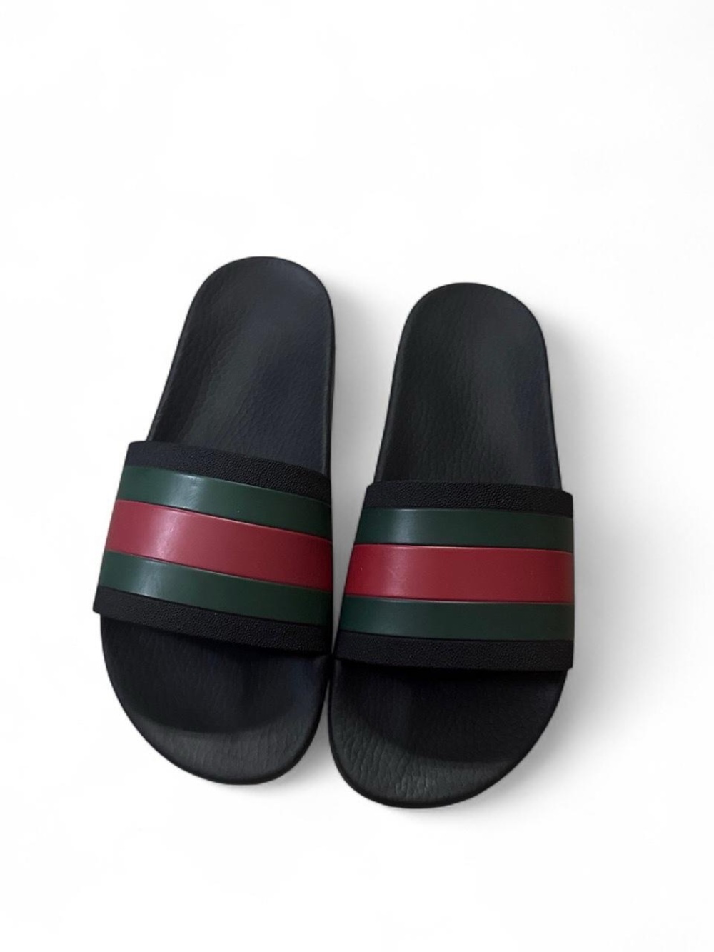 Gucci Slide Sandals with Green and Red Stripes - Picture 1 of 8